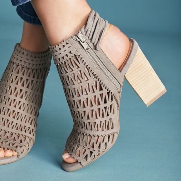 JEFFREY CAMPBELL Ottawa Taupe Suede Leather Sandal Block Heel Open Toe Bootie 10 - Picture 8 of 14